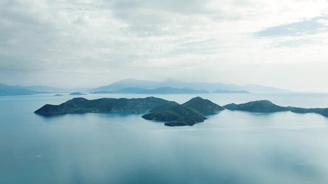 Aerial View of Many Islands and Clear Turquoise Sea Along the Dalaman Coastline