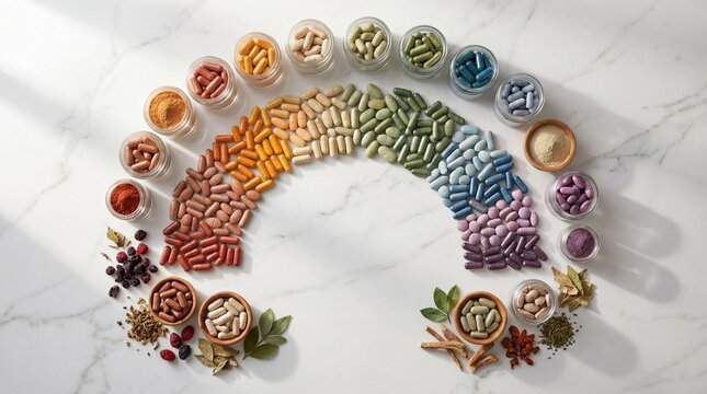 Natural Vitamin Supplements Flat Lay
