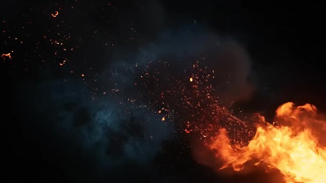Fire Flames Burning in the Dark.