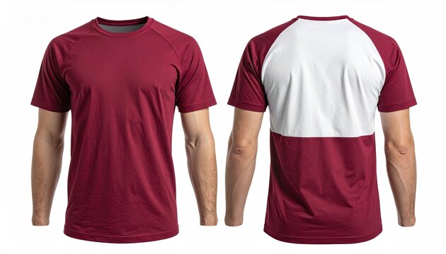 Front & back view of burgundy & white athletic shirt