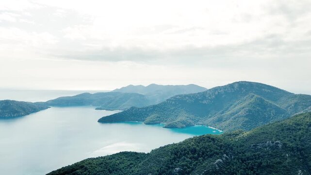 Aerial View of Many Islands and Clear Turquoise Sea Along the Dalaman Coastline