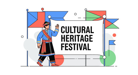 Obraz premium A Colorful Illustration Depicting a Cultural Heritage Festival Celebration