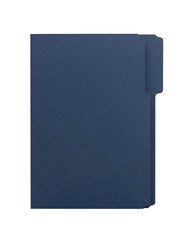 Fototapeta premium Closed blue file folder top view isolated. Office stationery mockup.