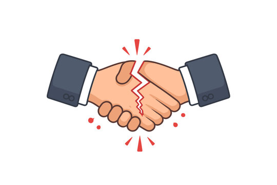 Broken handshake symbolizing failed business deal or disagreement