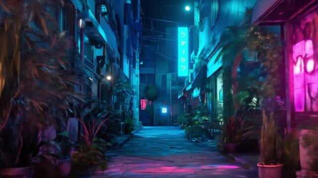 night view of the neon city