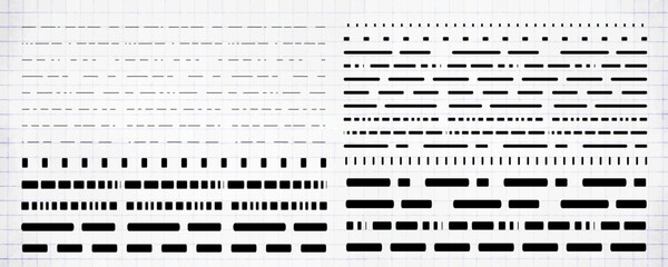Obraz premium Straight dash line set. Pencil borders design