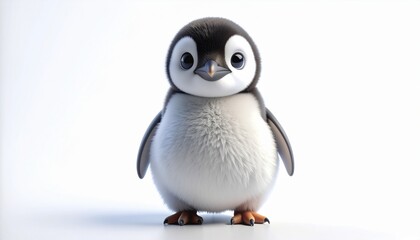 Obraz premium Adorable Baby Penguin Portrait with Cute Big Eyes and Fluffy Feathers