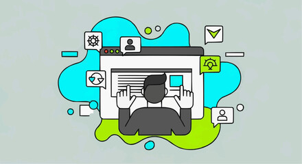 vector illustration of a computer Creative Web Design Banner Vector Illustration for Social Media, Business Presentation & Marketing