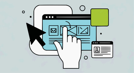 hand holding tablet pc with social networks Creative Web Design Banner Vector Illustration for Social Media, Business Presentation & Marketing