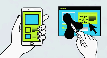 mobile phone in the hand of the person Creative Web Design Banner Vector Illustration for Social Media, Business Presentation & Marketing