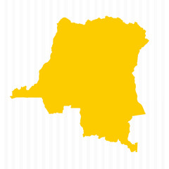Obraz premium High Quality Yellow Democratic Republic of the Congo Map