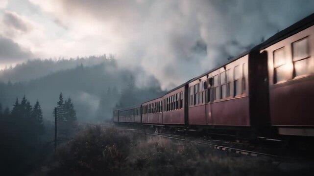 view of a train running