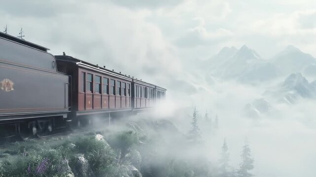 view of a train running