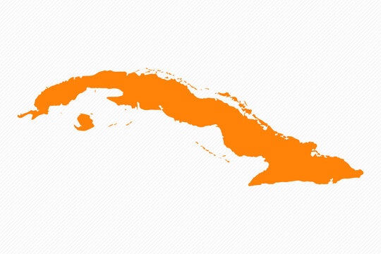 Orange Simple Map of Cuba Country