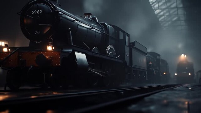 view of a train running