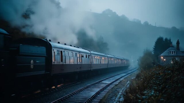 view of a train running