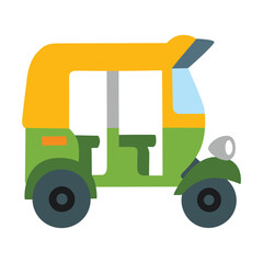 Fototapeta premium Auto Rickshaw Vector Icon – Three-Wheeler Tuk Tuk Transportation Symbol