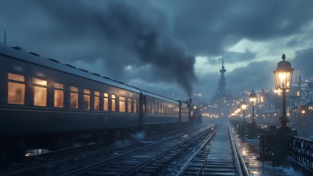view of a train running