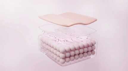 Transparent layered structure showing cosmetic skincare penetration,conceptual rendering of active ingredients reaching deeper skin layers