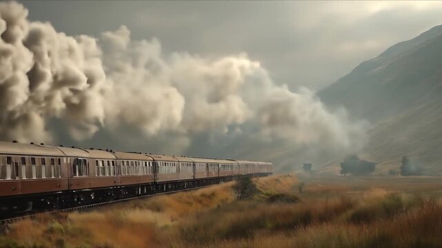 view of a train running