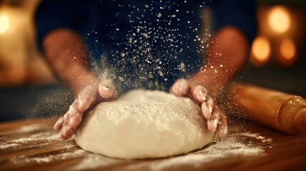 Art of dough kneading: flour in motion