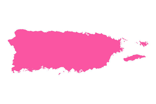 Pink Puerto Rico Map
