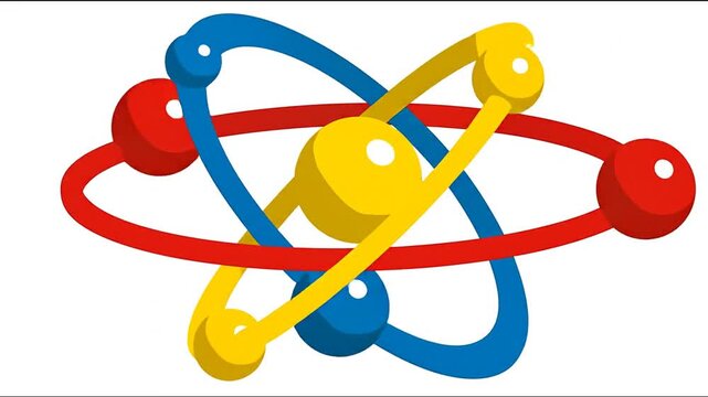 Colorful illustration of an atom model for science and educational purposes