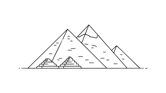Single Line Pyramids of Giza &mdash; Minimalist Three-Pyramid Egypt History Line Art Illustration