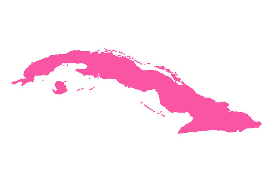 Vector Editable Pink Cuba Simple Map