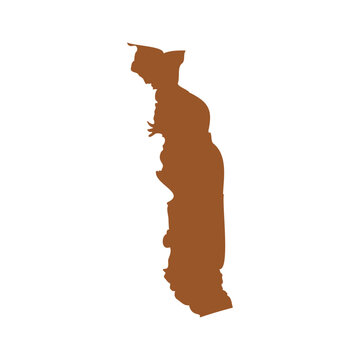 Vector Brown Togo Map Isolated on White Background