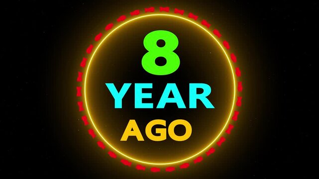 Eight years ago text animation on black space