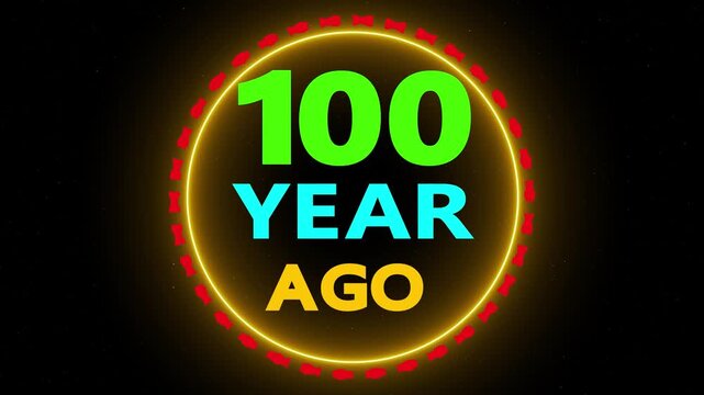 100 year ago text with neon light effect
