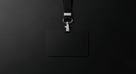 Black ID Badge on Lanyard with Clasp.