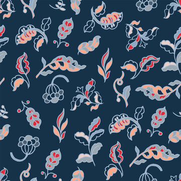 Modern Folk Botanical Scatter Pattern