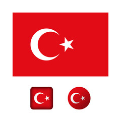 Obraz premium Turkey Flag Flat Icons Collection