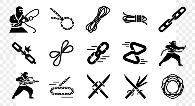 Martial Arts Icons and Symbols Collection.