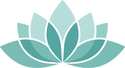 Lotus flower icon serene blue green graphic design © VisionGrafix