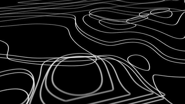 Animation moving contour lines. Abstrack background, seamless loop trrain