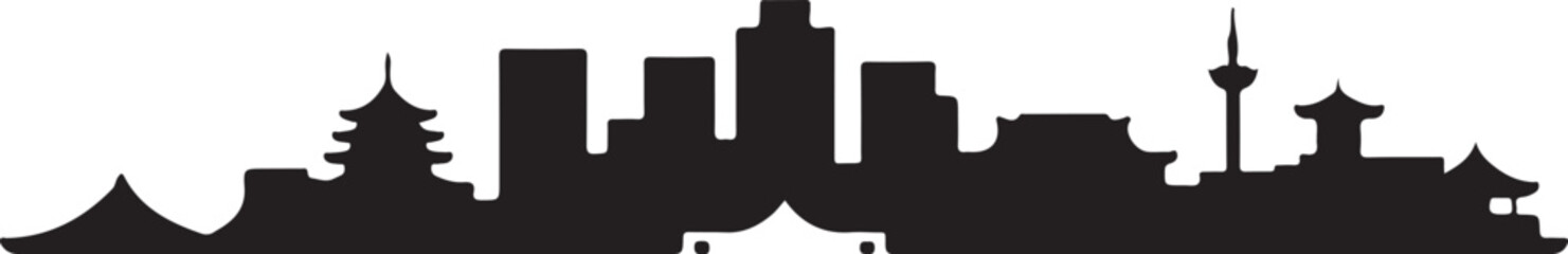 Kyoto City Skyline Vector Japan Landmark Silhouette