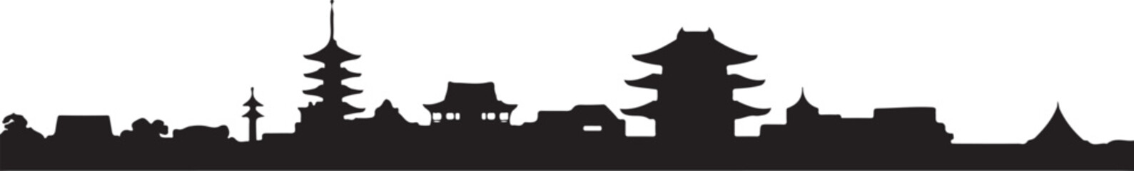 Kyoto City Skyline Vector Japan Landmark Silhouette