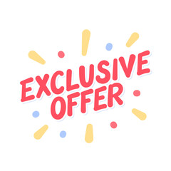 Exclusive Offer red lettering on white background