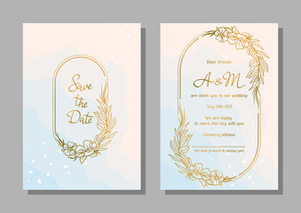 Wedding invitation card. Marriage background with pretty stylized floral twigs.