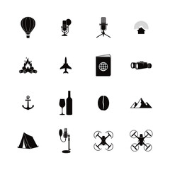 travel icons set vector