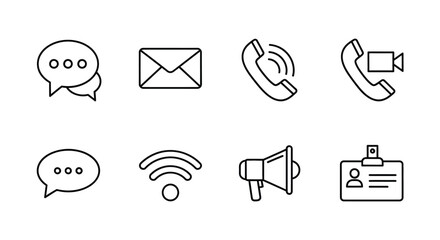 Modern icons representing various communication methods and technologies