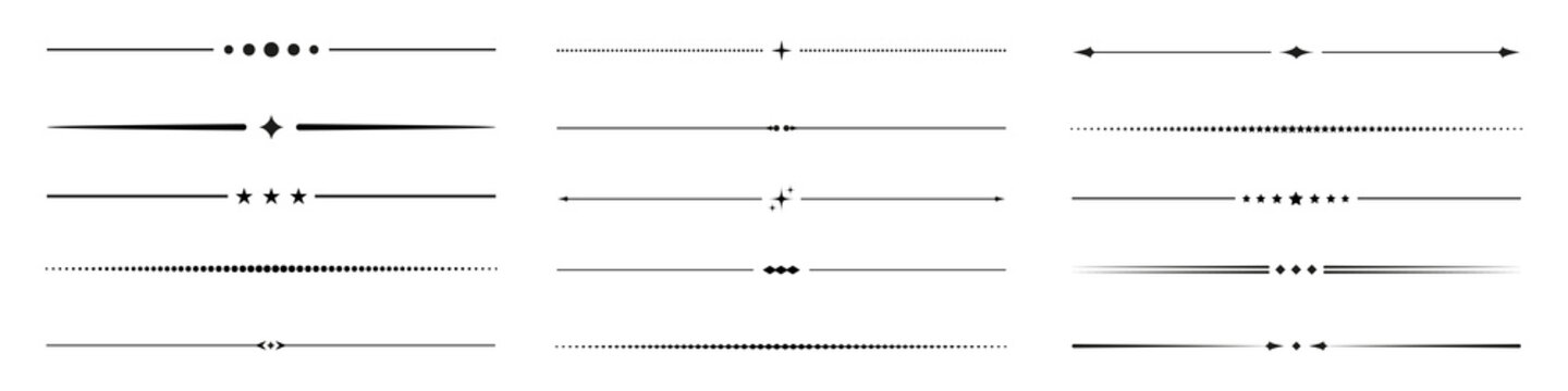 Decorative elegant line art dividers, vintage borders, design separators set