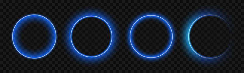 Light blue flare effect, circle fantasy neon 3d tech frame © dlyastokiv