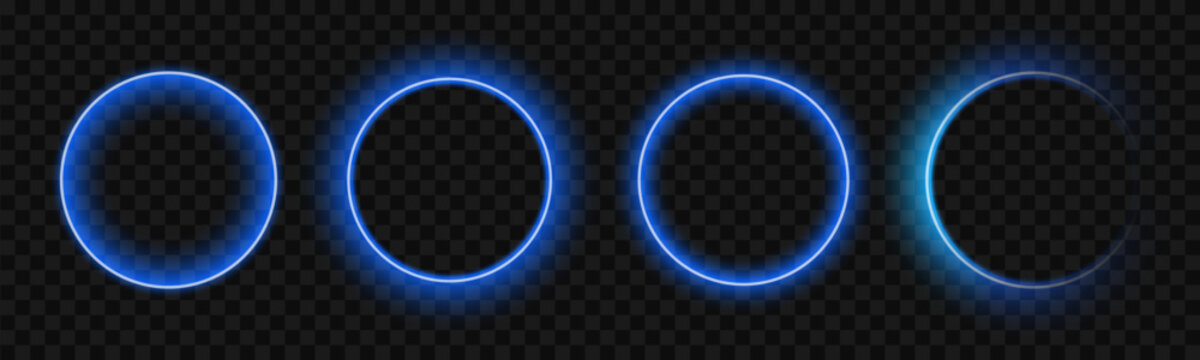 Light blue flare effect, circle fantasy neon 3d tech frame