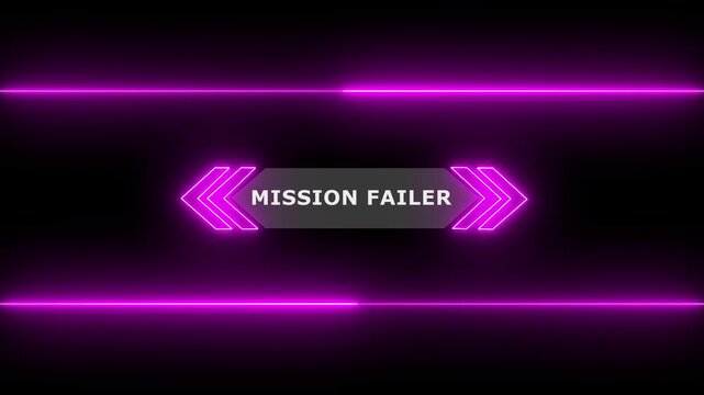 Animation of Callout, HUD UI elements on black color background. Animation of HUD elements with text "Mission Failure". Callout futuristic hud animation digital six pack on the black screen