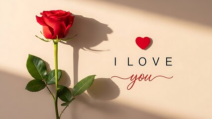 Fototapeta premium Valentine day love concept with red rose and heart symbol