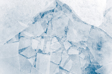 Plakat Shards of crushed thin ice in a light-blue tone. Background texture.
